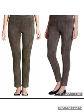Andrew Marc Taupe Brown Skinny Faux Suede Microfiber Ankle Pants XL Quiet Luxury
